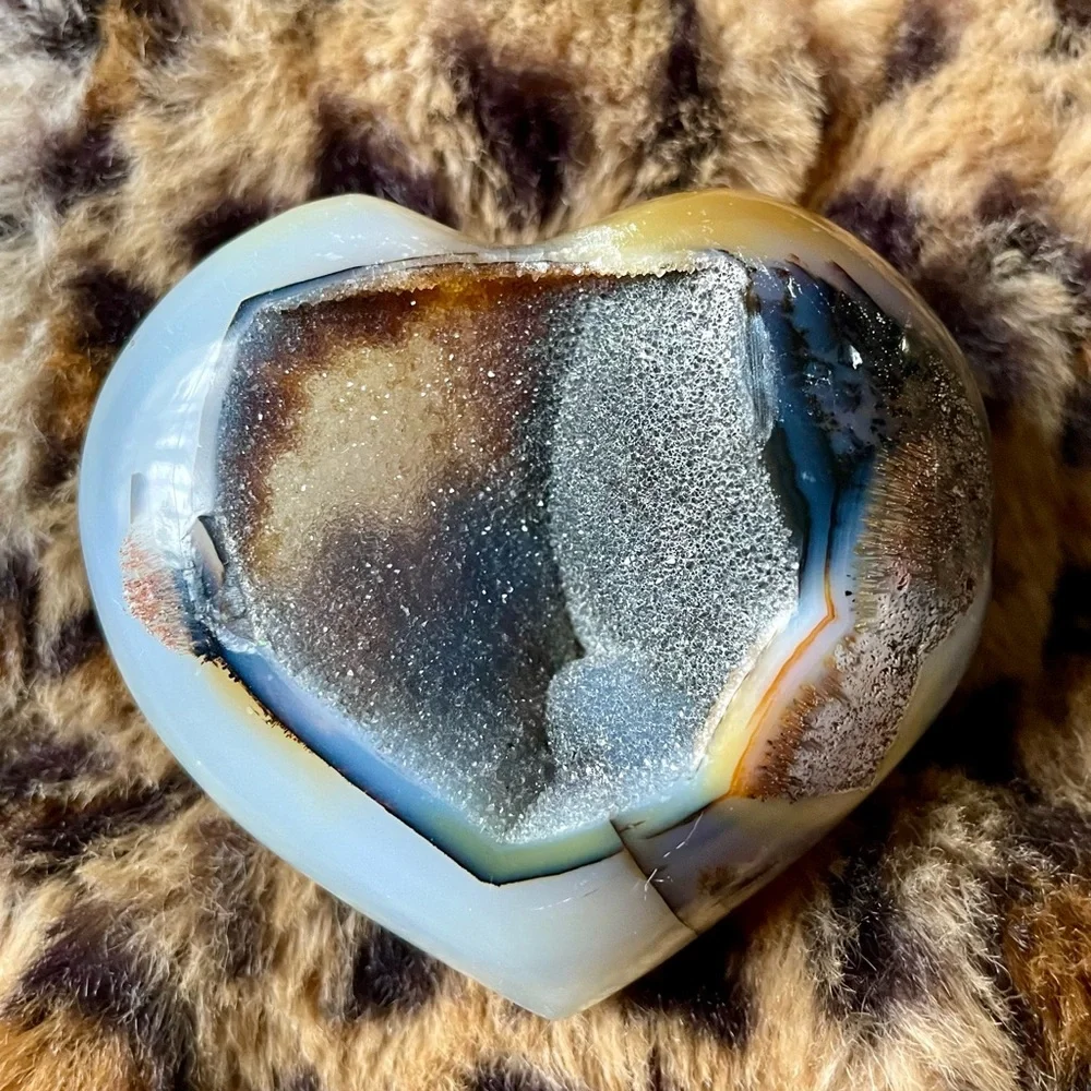 Natural Druzy Agate Heart Chunky